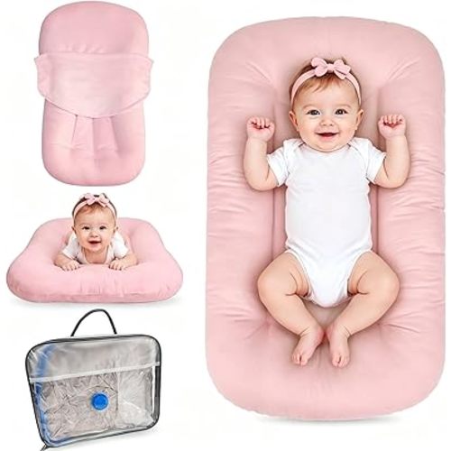 Baby Lounger 0-24 Months Newborn Infant Cotton Floor Seats Support Cushion (Pink)