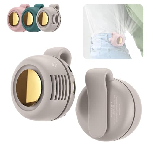 Portable Silent Mini Bladeless Fan Clip On, Mini Fan With Clip, 2025 New Adjustable 3-Speed Suspended Waist Fans, For Outdoor & Travel & Office, Travel Accessories, Gift (White)
