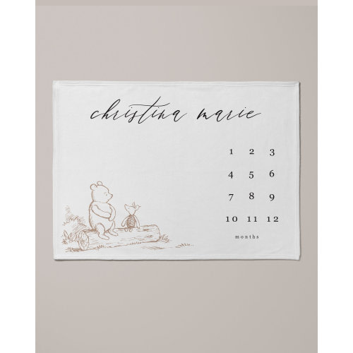 Baby Milestone Blanket, Winnie the Pooh Milestone Blanket , Personalized Baby Blanket, Month, Custom, Age, Growth, New Mom Baby Shower Gift