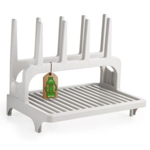 PopYum Seattle Gray Space Saving Drying Rack from 100% Recycled Bottles, countertop for Baby Bottle, Plastic Bags, Cups, Glass, tumblers, Compact