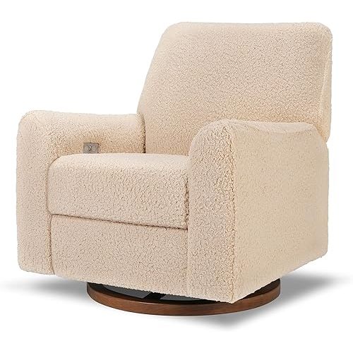 Nursery Works for Babyletto Sunday Power Recliner and Swivel Glider in Chai Shearling, Greenguard Gold Certified and CertiPUR-US® Certified