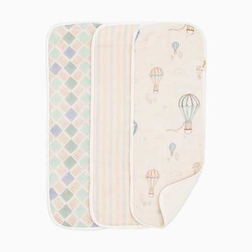 Crane Baby Cotton Muslin and Terry Burp Cloth Set (3 Pack) - Skye Hot Air Balloon