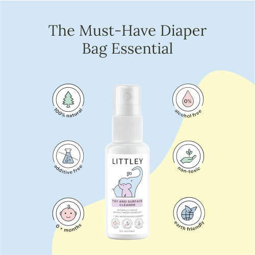 Think Smarter Products Littley Toy & High Chair Cleaner, Hypochlorous Acid, 2oz Travel-Size Spray