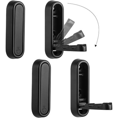 Folding Coat Hooks, 4 Pcs Foldable Black Wall Hooks Heavy Duty Foldable Hook Bathroom Towel Hooks Robe Hooks Wall Mounted for Hanging Coat Towels Clothes Hat Bags Keys