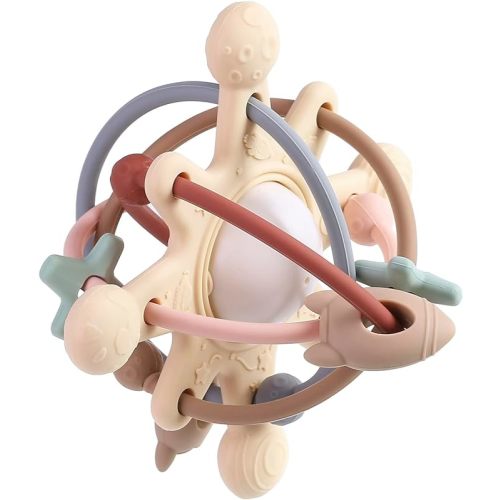 PandaEar Baby Sensory Toys 3 4 5 6 Months, Silicone Montessori Toys, Baby Teething Toy, Infant Rattle Teether Chew Toy Teething Ball Developmental Toy for Babies 3+ Month