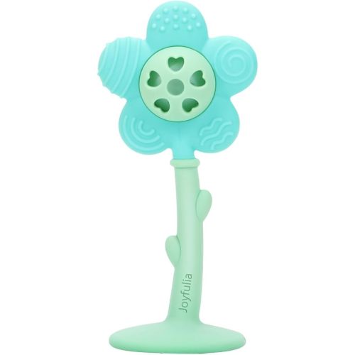 Baby Teether Rattle, Silicone Suction Cup Teething Toy, Blue