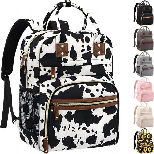 GASTROPOD Large Capacity Baby Diaper Bag Backpack with Insulated Pockets,Waterproof,Stylish Cow Print Design,Suitable for Boys and Girls