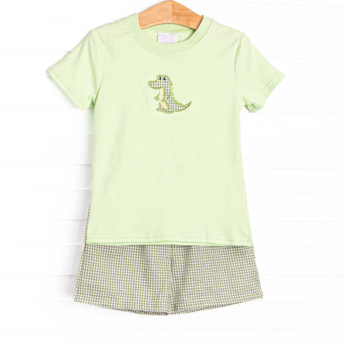 Carolina Croc Applique Short Set, Green – Stitchy Fish