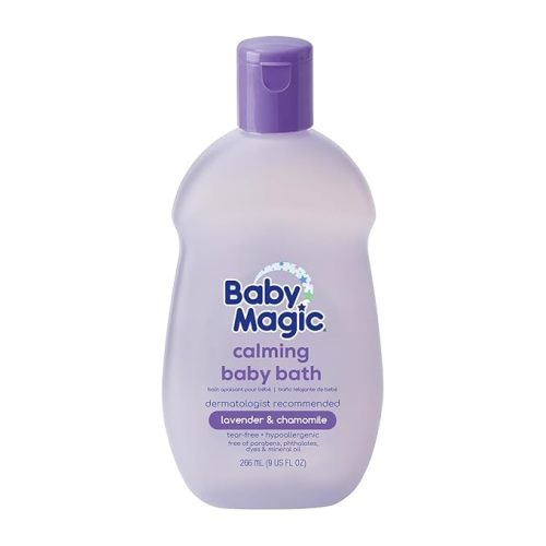 Baby Magic Calming Baby Bath, Lavender & Chamomile Scent, Specially Formulated for Baby's Delicate Skin, Made with Calendula, Tear Free, Hypoallergenic, Dermatologist Recommended, 9 Fl Oz