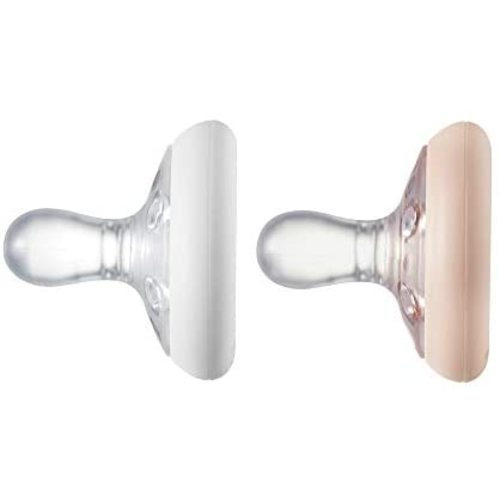 Tommee Tippee Breast-Like Pacifier, Skin-Like Texture, Symmetrical Design, BPA-Free Binkies, 0-6m, 2-Count, Blush/Moonbeam