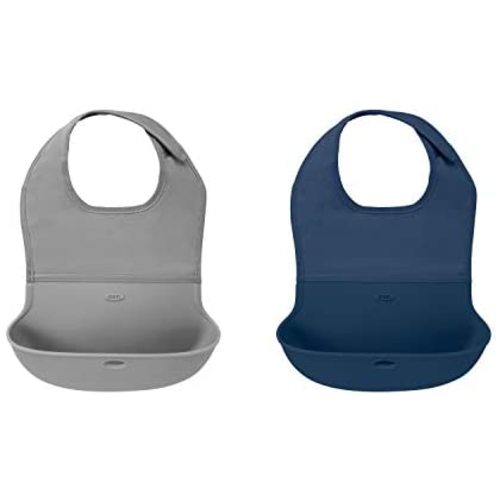 OXO Tot Roll-Up Bib 2 Pack Gray/Navy - Navy/Gray