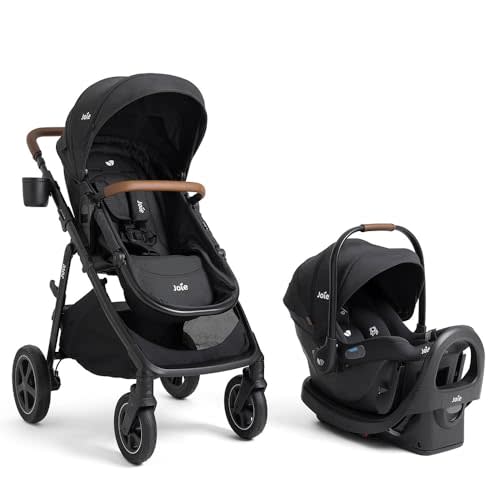 Joie Ginger DLX Travel System, 4-in-1 Stroller & Car Seat, Includes Lightweight Rue Infant Car Seat (Shale)