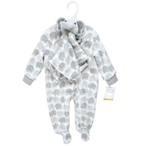 Hudson Baby Unisex Baby Flannel Plush Sleep and Play and Security Toy, Unisex Elephant, Size: 0-3 months