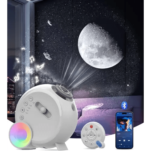Galaxy Projector for Bedroom,4K Image Planetarium Projector Adjustable Knob,13 in 1 Kids Night Light Projector with Built-in Speaker & White Noise,360° Rotating with Remote Timer (White)