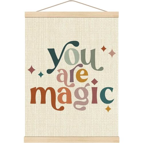 Boat Wades Posters For Girls Bedroom,You are Magic Poster Hanger Frame, Boho Rainbow Nursery Inspirational Wall Art Hanging Banner Decor for Toddler Kids Boy Girl Room Bedroom Playroom Classroom, 12x16 Inch