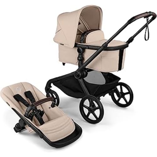 Bugaboo Kangaroo All-Terrain Single-to-Double Tandem Stroller for Infant and Toddler, for Up to Three Kids, XL Wheels, One-Hand Operation, Large Bassinet, XL Underseat Storage (Desert Taupe)