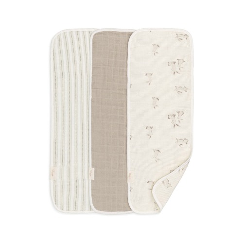 CRANE BABY 3-Pack Assorted Organic Cotton Burp Cloths Set, White