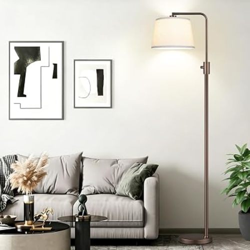 Nintiue [Upgraded] Dimmable Floor Lamp, 1000 Lumens LED Edison Bulb Included, Modern Arc Standing Tall Brown Floor Lamp for Living Room Bedroom Office Dining Room