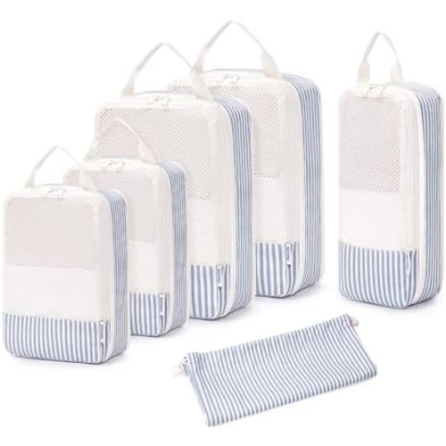 Narwey 6 Set/5 Set Compression Packing Cubes for Travel Kids Women Carry on, Packing Organizers Bag for Backpack Luggage Suitcase Duffle Bags