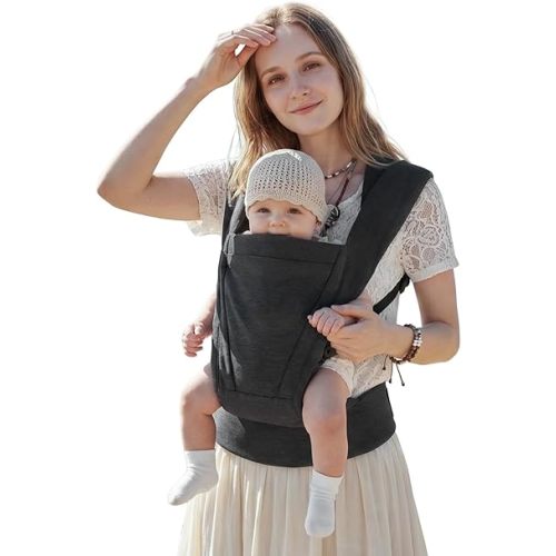MISSWISDOM Baby Carrier Newborn to Toddler Baby Wraps Carriers(8-30lbs), Newborn Carrier with Head Support, Infant Holder Carrier with Enhanced Lumbar Support, Dark Grey