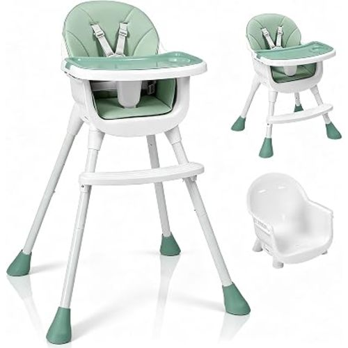 Ktaxon 3-in-1 High Chair for Babies and Toddler with 5-Point Harness, Green