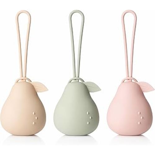 Andy Bear Silicone Pacifier Holder Case, Baby Paci Storage Case Silicone, Portable Leakproof One-Piece BPA-Free Set of 3-Ivory, Sage, Blush