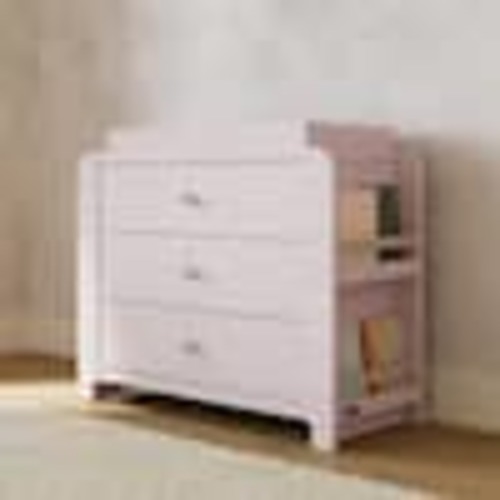Graco Read-with-Me Blush with Driftwood 3 Drawer 42.87 in. Wide Dresser with Changing Topper 03713-972