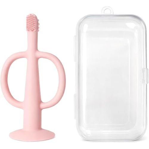 Love Tata Training Baby Toothbrush Teether Toddlers (0–24 Months) BPA-Free Silicone Soft Bristle Toothbrush with Case & Suction Base – Gentle Gum & First Teeth Cleaner