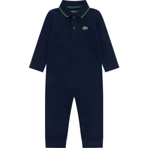 Polo Collar Stretch Cotton Piqué Romper, 12M