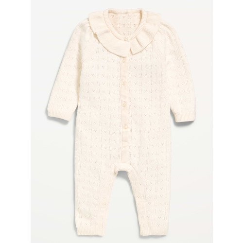 Pointelle-Knit Button-Front One-Piece for Baby