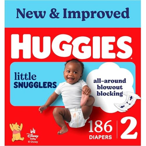 Huggies Little Snugglers Diapers Size 2, 186 Count (3 Packs of 62)