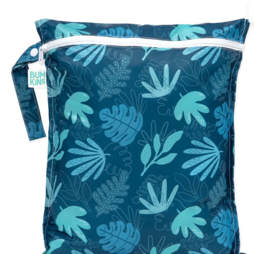Reusable Wet Bag, Travel Bag, Waterproof Fabric – Blue Tropic | Bumkins Baby