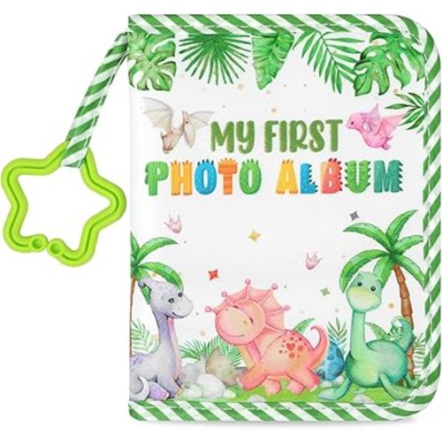 Baby's My First Family Album Soft Photo Cloth Book Watercolor Dinosaur My First Book of Photos Dinosaur Themed Baby Memory Album Gift Holds 4x6 Pictures for Babies Newborn Toddler & Kids Baby Shower