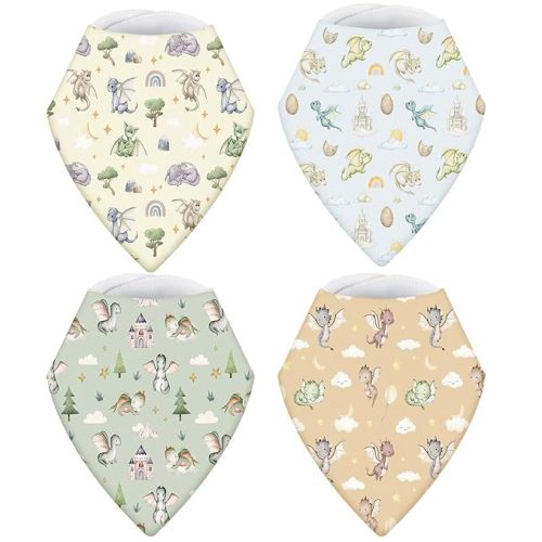 VitalCozy 4 Pcs Western Cowboy Baby Bandana Bib Cotton Newborn Infant Feeding Drool Bib for Drooling and Teething Girl Boy