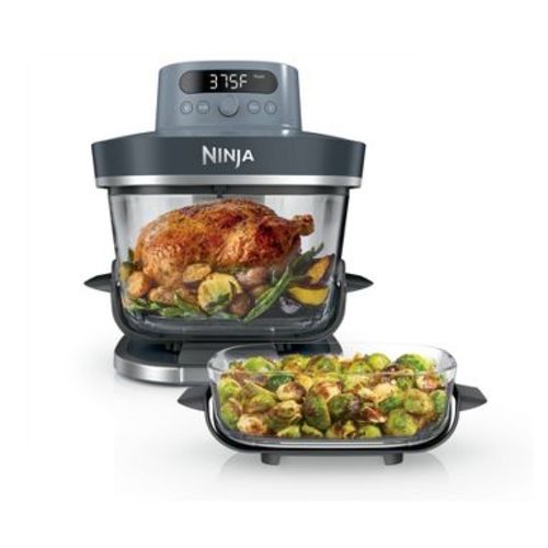 Ninja 6qt and 2.5qt Crispi Pro 6-in-1 Non-Toxic Glass Container Countertop Air Fryer Cyberspace AS101CY