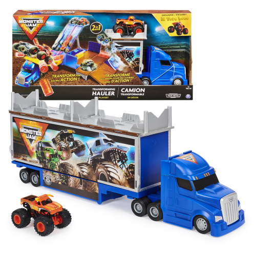 Monster Jam, BIG 2-in-1 Transforming Hauler Playset with 1:64 Scale El Toro Loco Die-Cast Truck