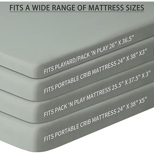 GUNTAIL Pack and Play Sheets Fitted, 2 Pack Pack n Play Sheets for Graco Pack n Play Mattress, Unisex Playard Sheets for Boys Girls (Brown & Green, 38 X 26 Inch)