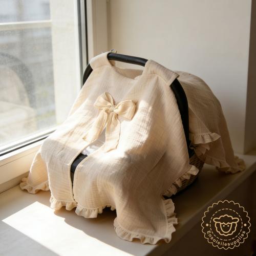 Custom Infant Baby Name Stroller Sun Shade cover,Baby Car Seat Canopy Cover,Cotton Muslin Ruffle Baby Car Seat Canopy Cover,Baby Shower Gift