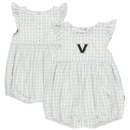 Girl's Infant Garb Gray Vanderbilt Commodores Cara Gingham Ruffled Bodysuit