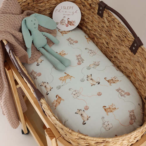 Kittens Organic Fitted Bassinet Sheet & Change Pad Cover | Snuggle Hunny