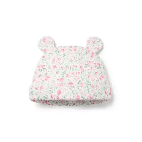 Baby White Floral Baby Floral Pointelle Bear Ear Beanie by Janie and Jack