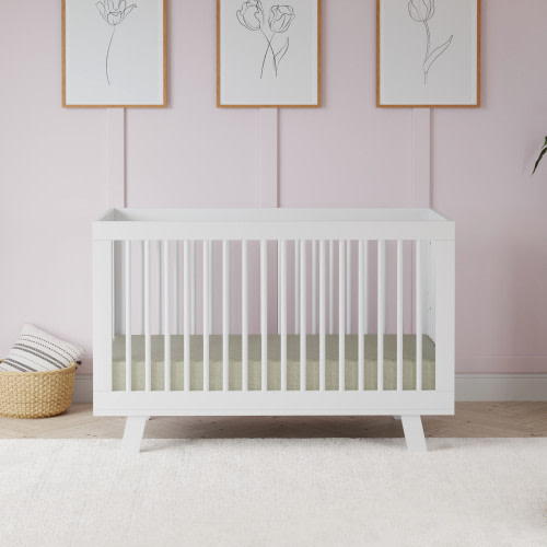 babyletto Hudson 3-in-1 Convertible Crib with Toddler Bed Conversion Kit - White