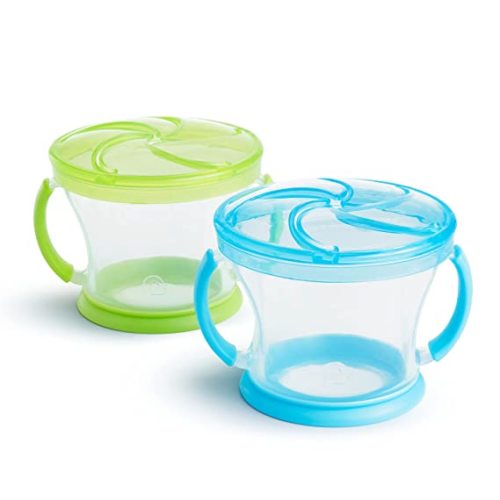 Munchkin Snack Catcher Toddler Snack Cups, No Spill, 2 Pack, Blue/Green