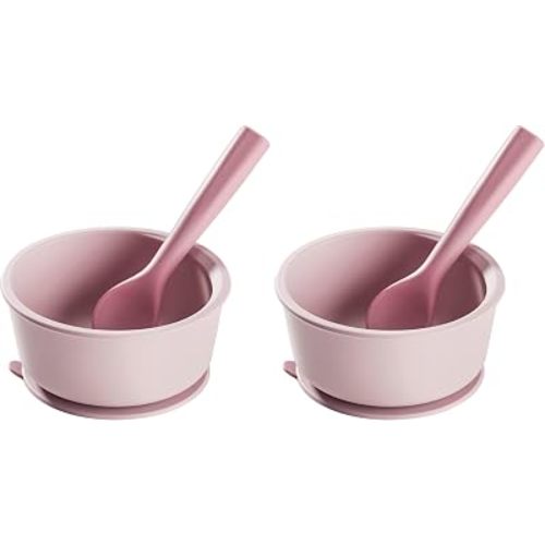 Tommee Tippee Easistick Silicone Bowl and Spoon, 4m+, Suction Base for Weaning, Food-Grade Silicone, Dishwasher and Steriliser Safe, Assorted Colours