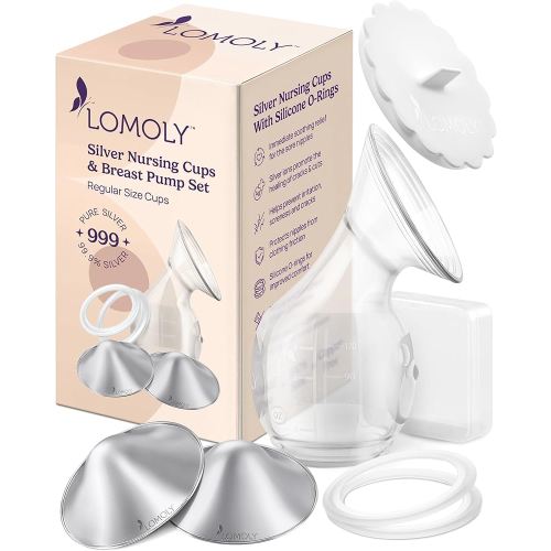 Silver Nursing Cups: Pure 999 Silver Nipple Shield | Breastfeeding Nursing Cups w/Breast Shields and Hands-Free Breast Pump (L - 1.8x0.6 inch)