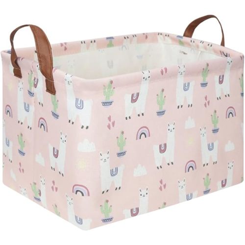 FXOCSHE Rectangular Dinosaur Baskets,Watercolor cute dragon fairy tale kids nursery basket,Cloud moon star dragon egg laundry basket for kid,Toys Box,Dinosaur Room Decor(Cute dinosaur)