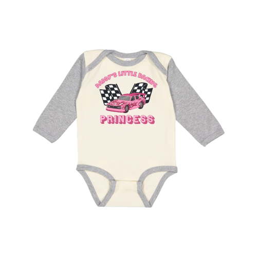 Inktastic Daddy's Racing Princess Pink Race Car Boys or Girls Long Sleeve Baby Bodysuit