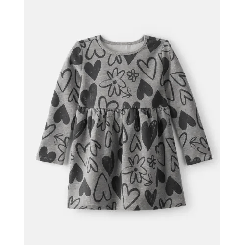 Toddler Girl DayDream Fleece Heart Knit Dress - Grey | Carter's