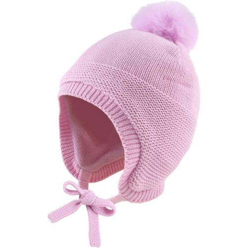 JANGANNSA Basic Winter Baby Boys Beanie Pompom Knitted Girls Hat Kids Earflap Beanies Warm Infant Toddler Hats