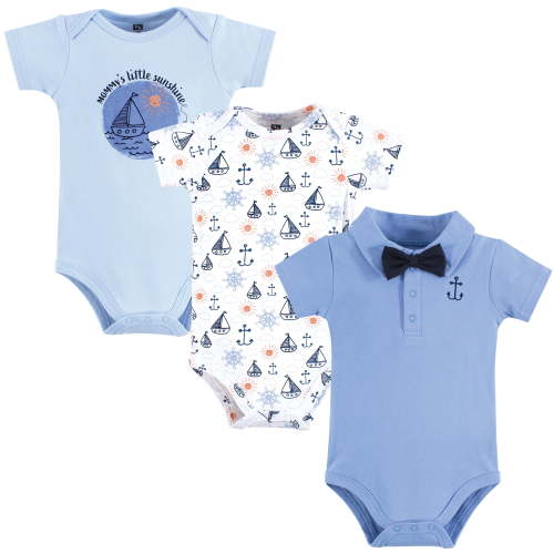 Hudson Baby Infant Boy Cotton Bodysuits, Mommys Sunshine Polo, 12-18 Months